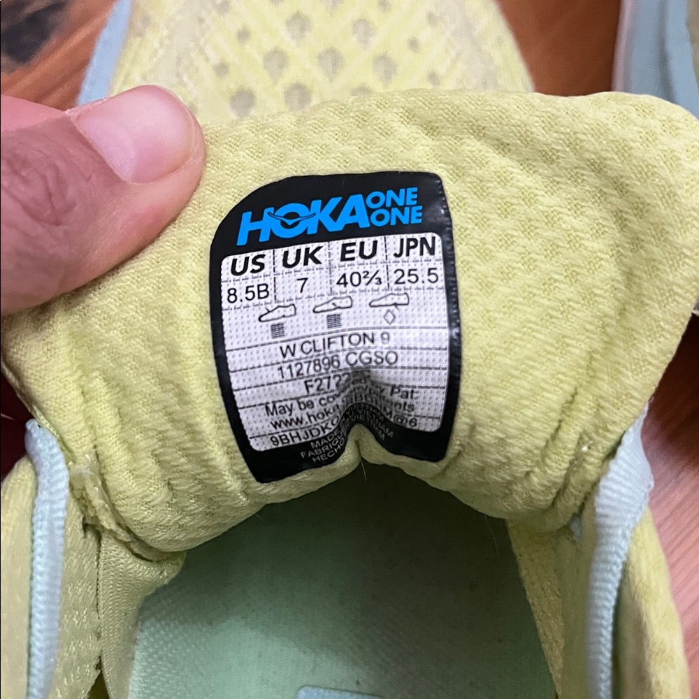 Hoka Lightweight Running Shoes in Lime and Light Blue - Picture 6 of 8